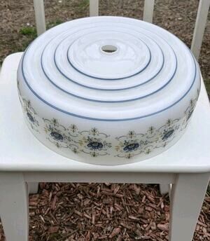 Vintage 12" Quoizel Abigail Adams Blue Poppy Floral Ceiling Light Shade #114